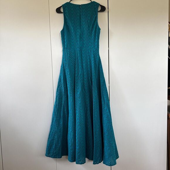 Vintage Blue Prairie Dress Country Cottage Eyelet Lace V Neck Maxi Dress Small - Picture 4 of 6